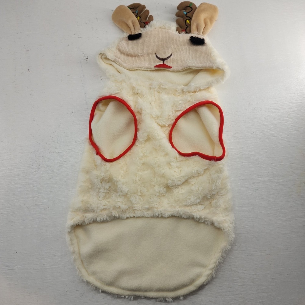 Multipet Lamb Chop Reindeer Antler Fleece Hoodie Holiday Pet Dog Costume Large